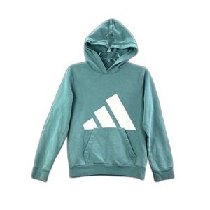 Adidas Hoodie Boys Large 14-16 Teal Green 3 Stripes Pullover Streetwear Athletic